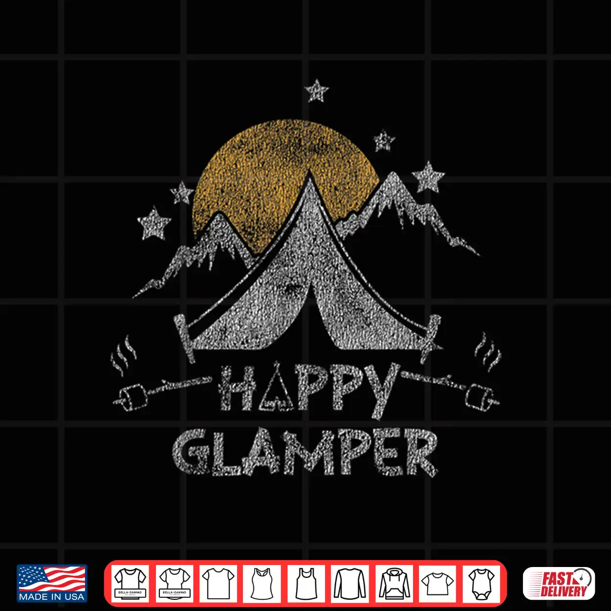 Happy Glamper Cute Glamping Camp Distressed Shirt Happy Glamper Cute Glamping Camp Distressed Shirt