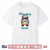 Womens Funny Camping Hair Messy Bun Outdoor Glamping Queen Shirt