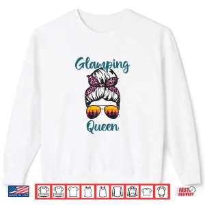 Sweatshirt Womens Funny Camping Hair Messy Bun Outdoor Glamping Queen Shirt
