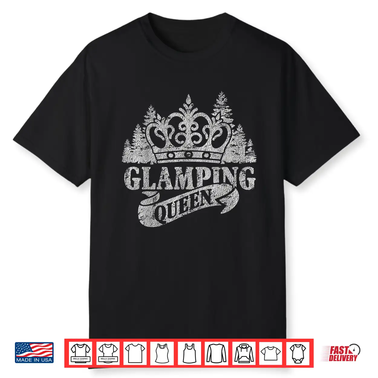Glamping Queen Cute Camping Glamper Distressed Shirt Glamping Queen Cute Camping Glamper Distressed Shirt