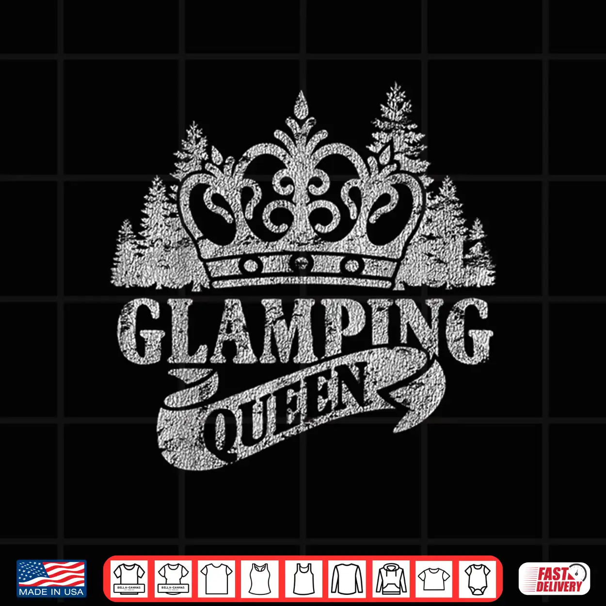 Glamping Queen Cute Camping Glamper Distressed Shirt Glamping Queen Cute Camping Glamper Distressed Shirt