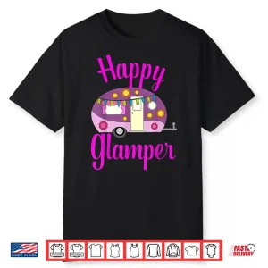 Happy Glamper Vintage Glamping Squad Rose Caravan Camping Shirt