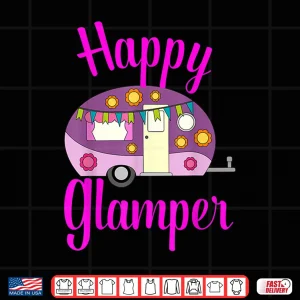 Design Happy Glamper Vintage Glamping Squad Rose Caravan Camping Shirt