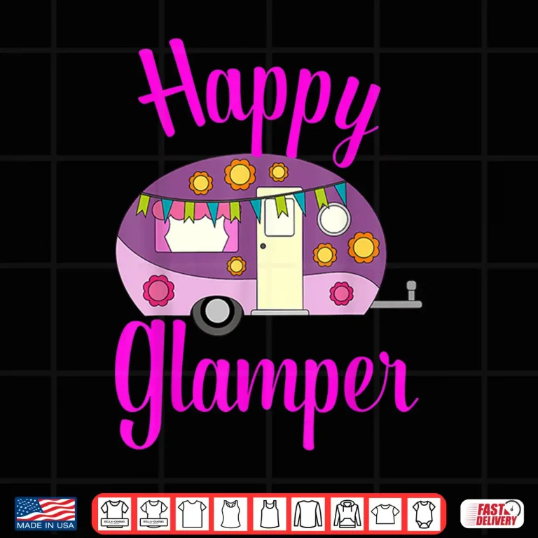 Design Happy Glamper Vintage Glamping Squad Rose Caravan Camping Shirt