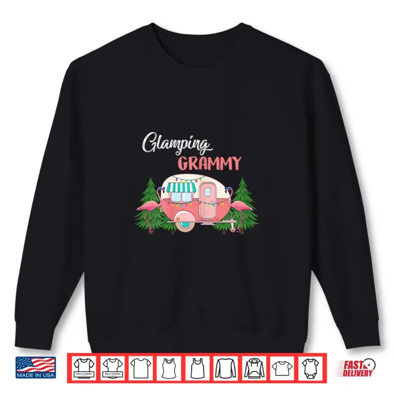 Sweatshirt Womens Glamping Grammy Costume Camping RV Flamingos Camper Shirt
