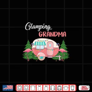 Design Womens Glamping Grandma Costume Camping RV Flamingos Gift Camper Shirt
