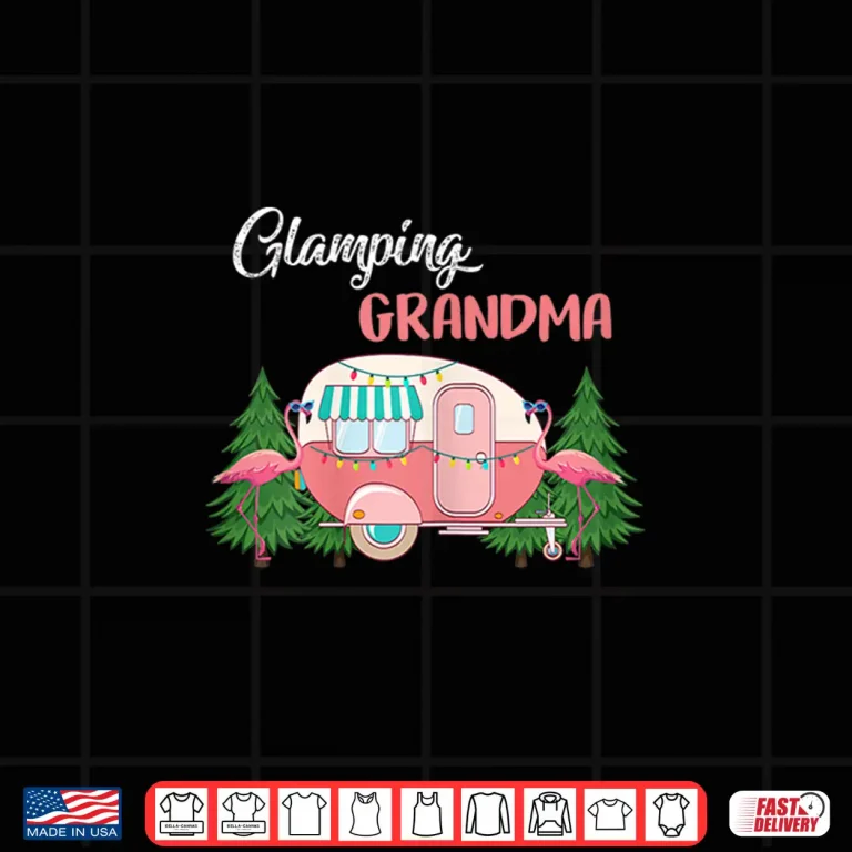 Design Womens Glamping Grandma Costume Camping RV Flamingos Gift Camper Shirt