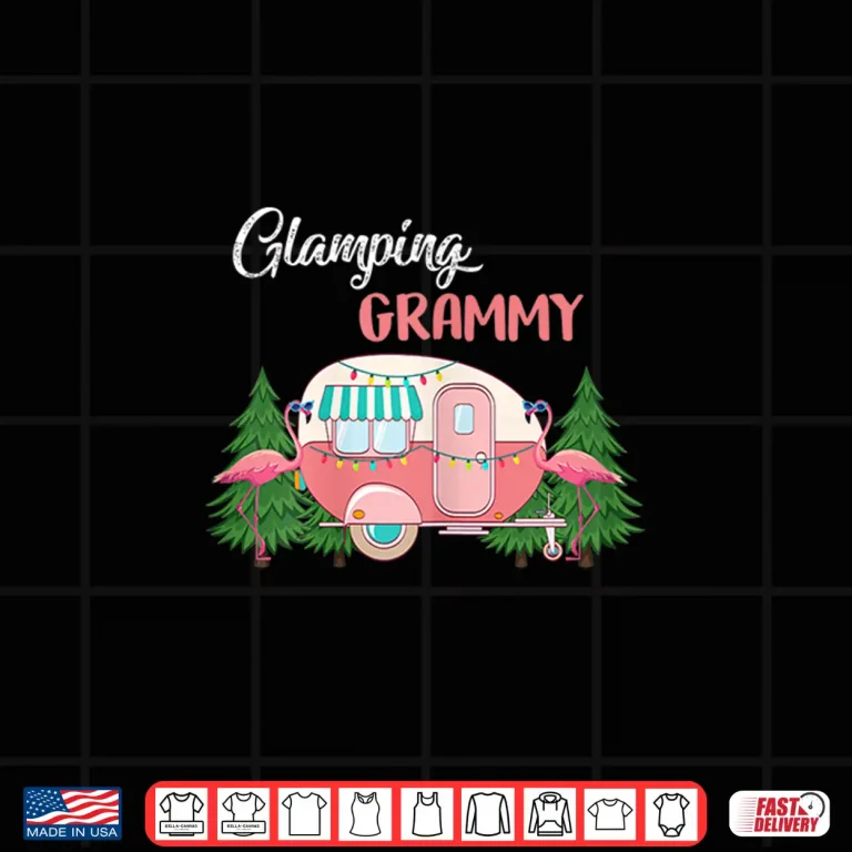 Design Womens Glamping Grammy Costume Camping RV Flamingos Camper Shirt