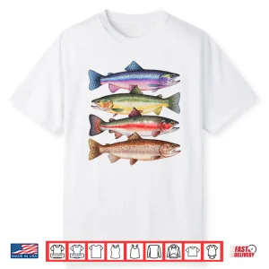Abstract Colorful Trout In A Row For Fishing Lovers Men Kids Shirt
