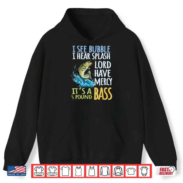 Hoodie Bass Fishing Angling Sport Black Bass Fish Shirt