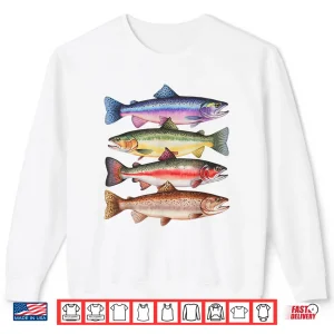Sweatshirt Abstract Colorful Trout In A Row For Fishing Lovers Men Kids Shirt
