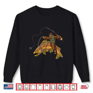 Sweatshirt Brown Trout River Fishing Bigfoot Hunting Fishermen Shirt