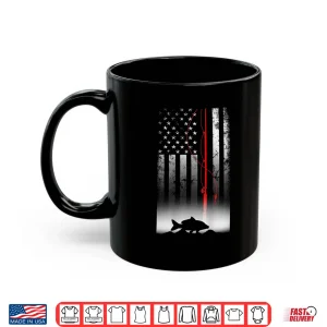Mug Fishing Pole American Flag gift for Patriotic Fisherman Shirt