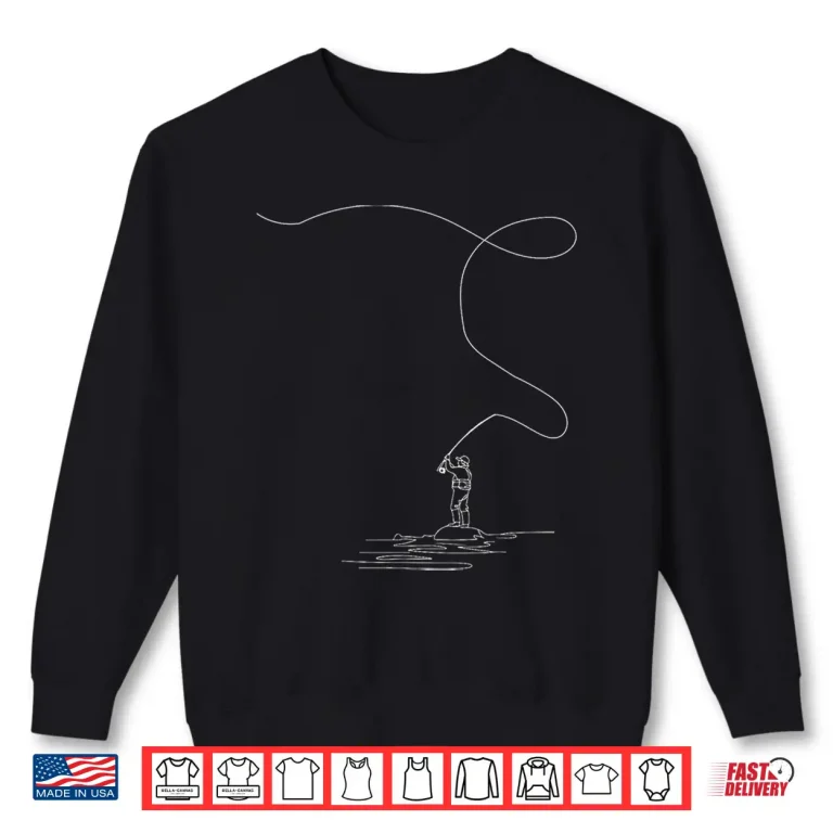 Sweatshirt Fly Fishing lover line art Fishrod fly rod Angling Fisherman Shirt