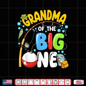 Design Grandma Of The Big One Fishing Birthday Boy Family Party Shirt