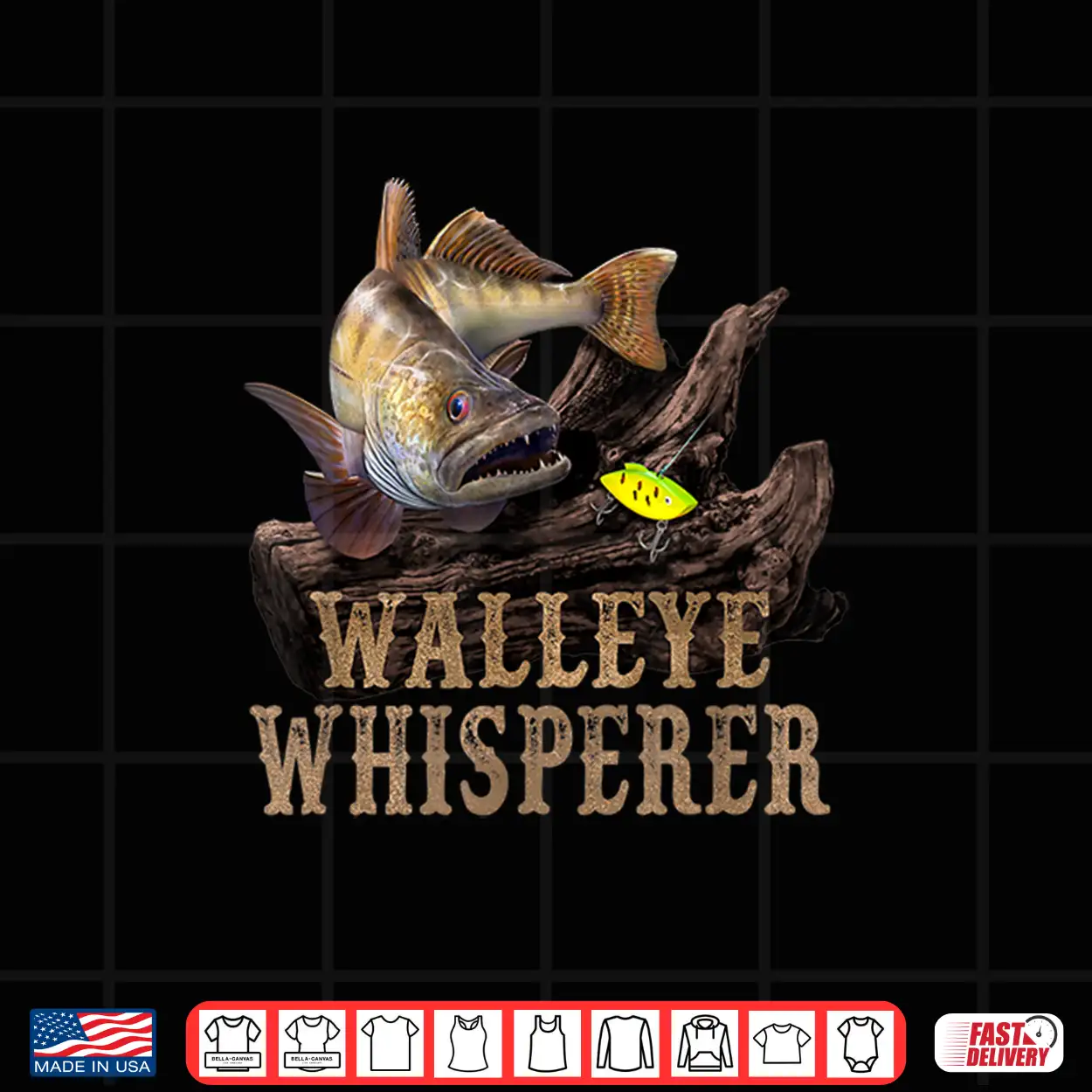 Large Walleye With Fishing Lure Shirt Large Walleye With Fishing Lure Shirt