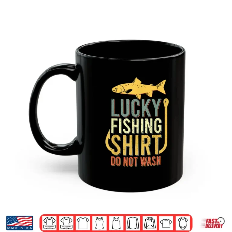 Mug Lucky Fishing Shirt Youth Kids Womens Boys Mens Trout Funny Shirt