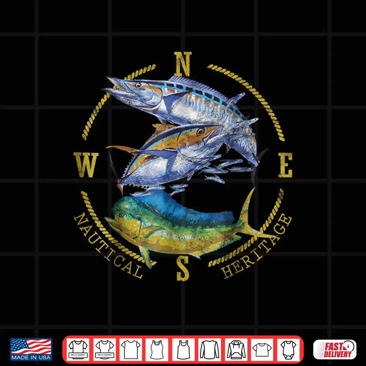 Mahi Mahi Tuna Kingfish Nautical Fishing Shirt & Design Mahi Mahi Tuna Kingfish Nautical Fishing Shirt & Design