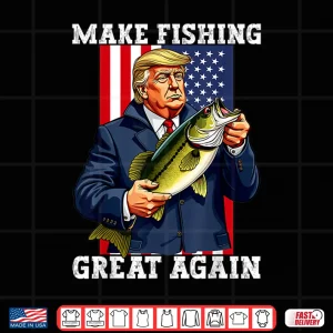 Design Make Fishing Great Again Funny Bass Fishing Humor Trump Shirt