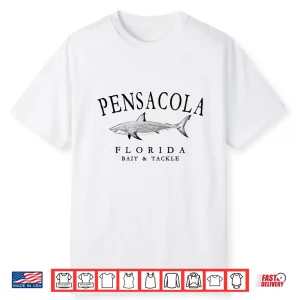 Pensacola Florida Shark Fishing Arched Black Letters Shirt
