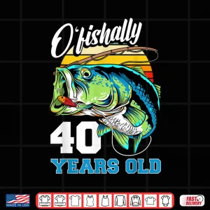 Design Ofishally 40 Years Old Fisherman 40th Birthday Fishing Shirt