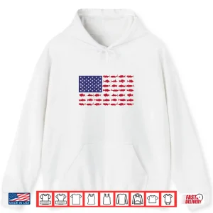 Hoodie American Flag Bass Fishing Kid Boy Youth Women Men Patriotic Shirt
