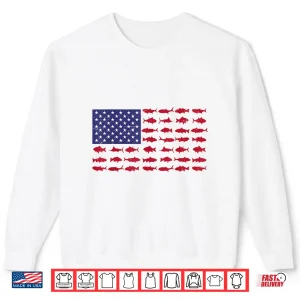 Sweatshirt American Flag Bass Fishing Kid Boy Youth Women Men Patriotic Shirt