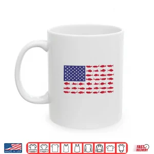 Mug American Flag Bass Fishing Kid Boy Youth Women Men Patriotic Shirt