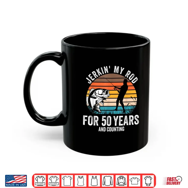 Mug 50th Birthday Gift for Fisherman Men Funny Fishing 50 Bday Shirt