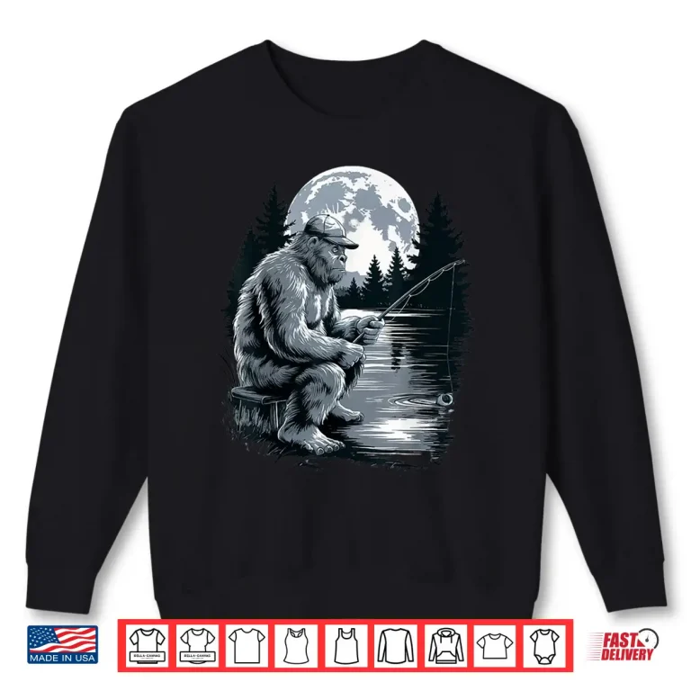 Sweatshirt Big foot fishing Cool Fishing Fisherman Bigfoot Sasquatch Shirt
