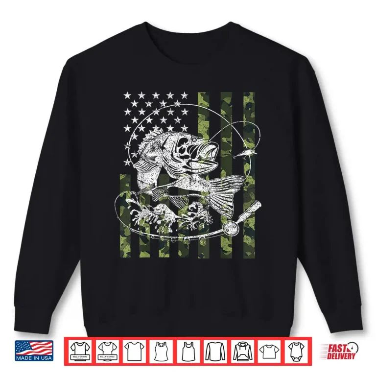 Sweatshirt Camouflage American Flag Fishing Gifts For Men Women Boys Shirt