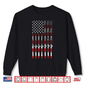 Sweatshirt Fishing Pole American USA Flag Patriotic Fishing gift Shirt