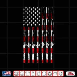 Design Fishing Pole American USA Flag Patriotic Fishing gift Shirt