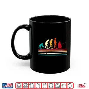 Mug Fishing Human Evolution Retro Angler Men Women Boy Kids Teen Shirt