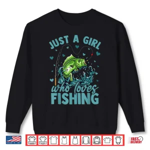 Sweatshirt Floral Fish Fishing Lover Just A Girl Who Loves Fishing Shirt