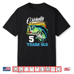 Kids Ofishally 5 Years Old Fisherman 5Th Birthday Fishing Shirt