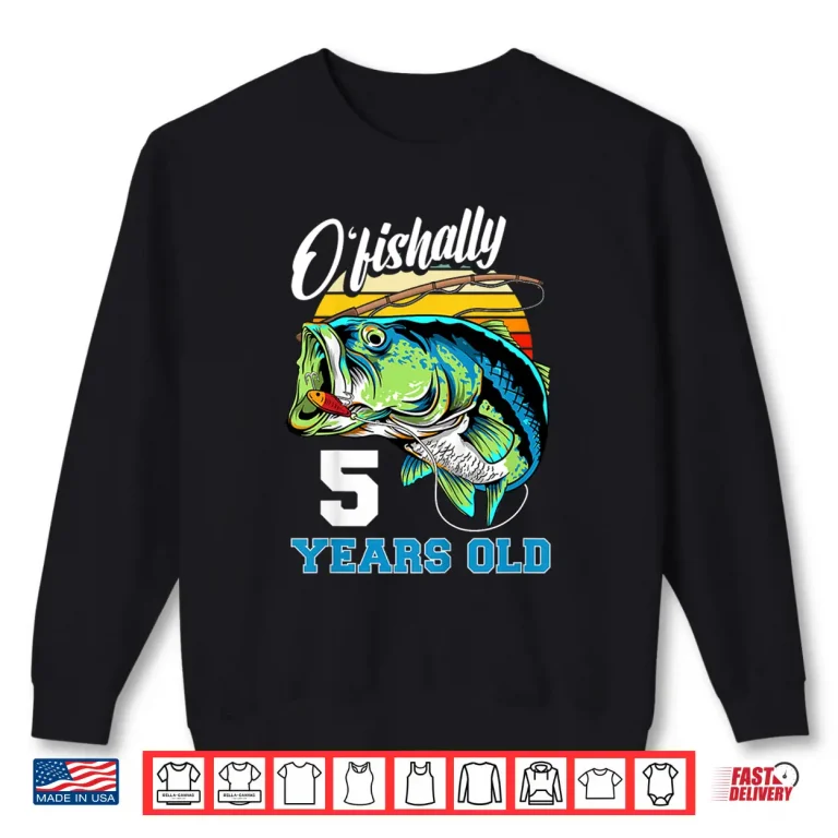 Sweatshirt Kids Ofishally 5 Years Old Fisherman 5th Birthday Fishing Shirt