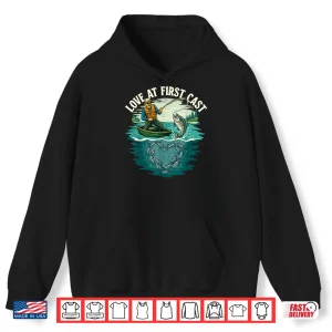 Hoodie Love At First Cast Fishing Lover Fisherman Angler Angling Shirt
