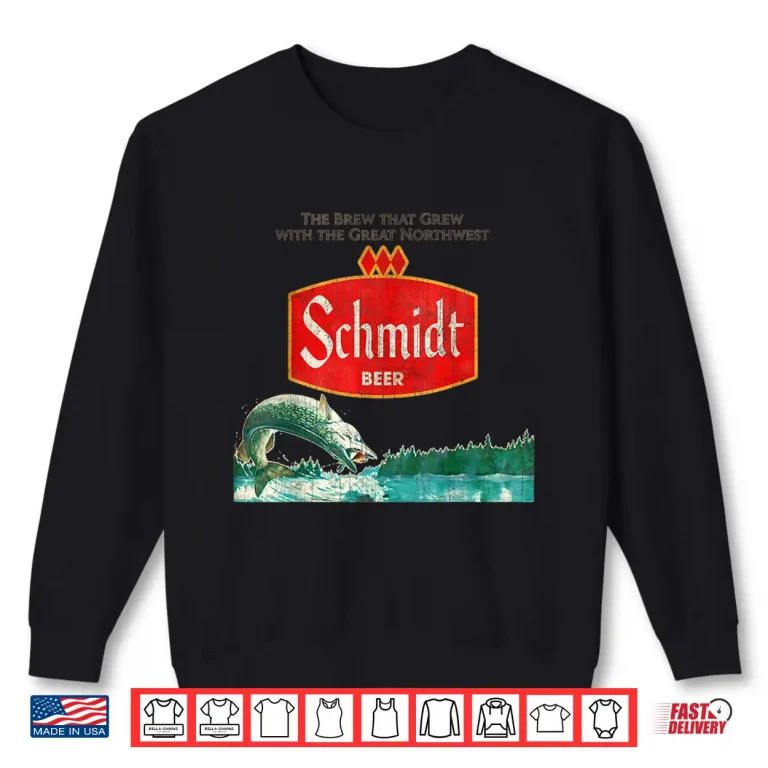 Sweatshirt Vintage Schmidt Beer Retro Defunct Fishing Nature Scene Shirt