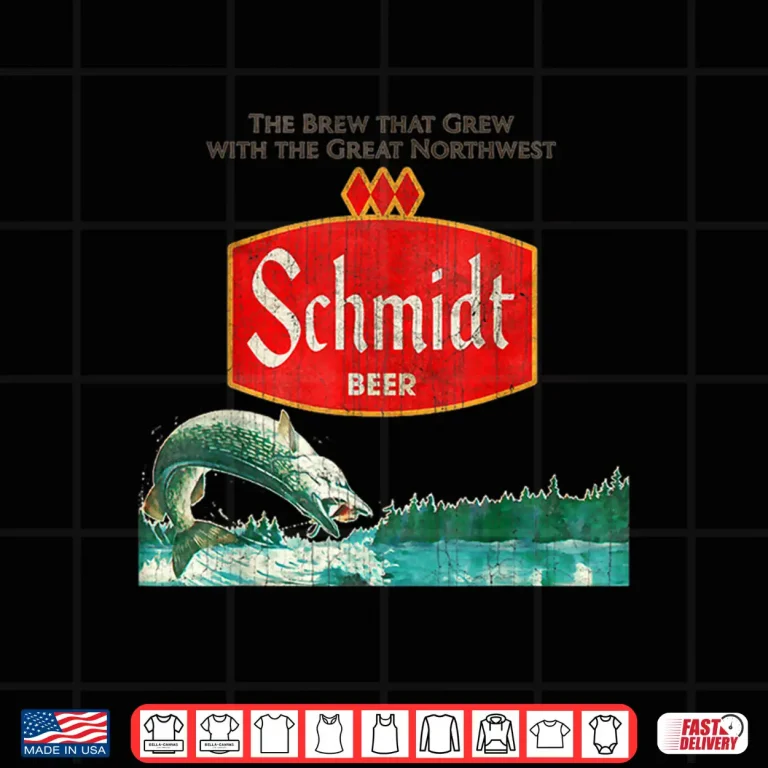 Design Vintage Schmidt Beer Retro Defunct Fishing Nature Scene Shirt