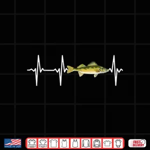 Design Walleye Heartbeat For Freshwater Fish Fishing Lovers Shirt