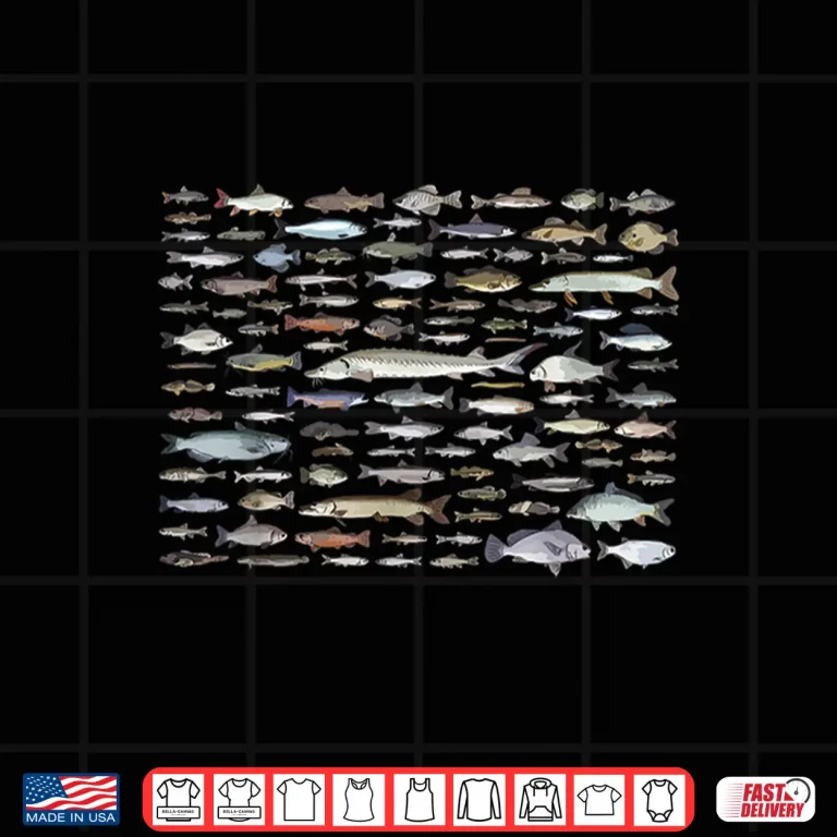 Design 100 Types Of Freshwater Fish Species Fishing Shirt