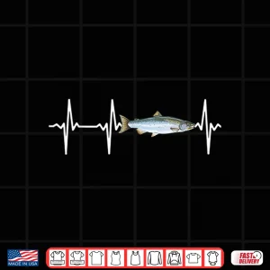 Design Coho Salmon Heartbeat For Freshwater Fish Fishing Lovers Shirt