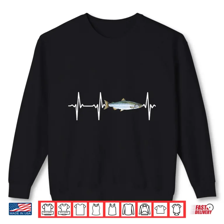 Sweatshirt Coho Salmon Heartbeat For Freshwater Fish Fishing Lovers Shirt 1