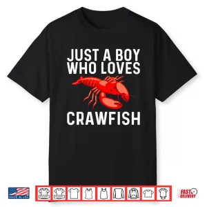 Cool Crawfish Art For Boys Kids Lobster Crawdad Boil Food Shirt