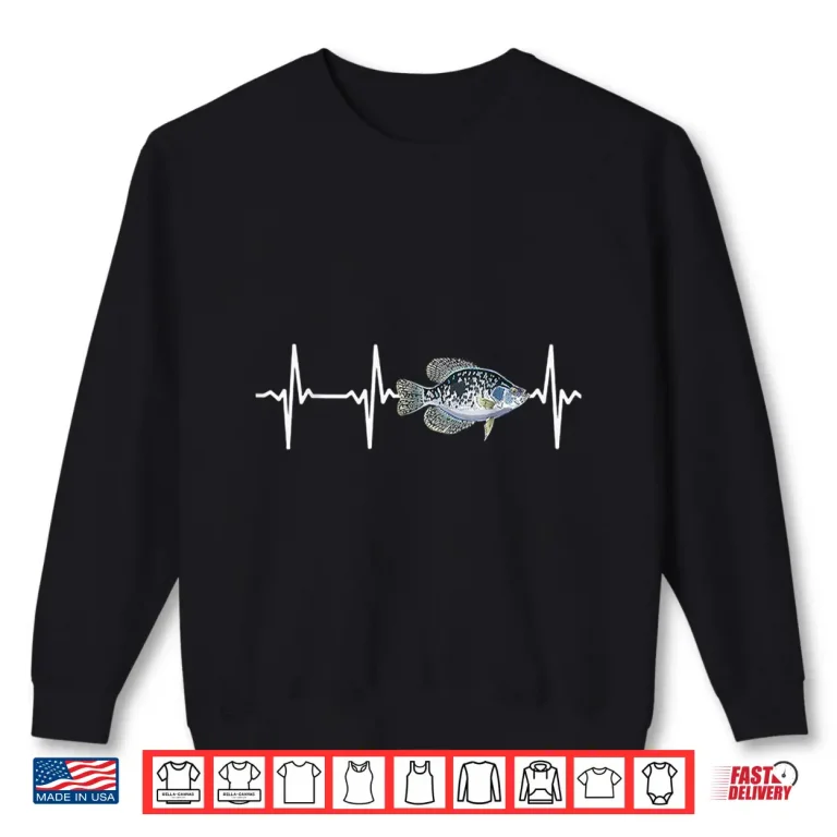 Sweatshirt Crappie Heartbeat For Freshwater Fish Fishing Lovers Shirt 1