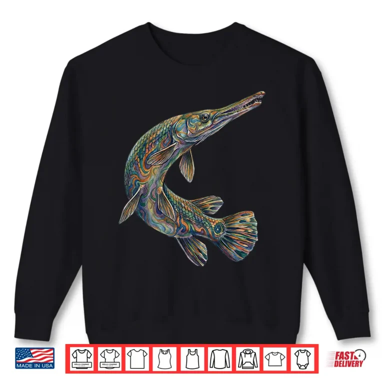 Sweatshirt Gar Fish Psychedelic Aquatic Art Freshwater Biology Art Shirt
