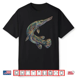 Gar Fish Psychedelic Aquatic Art Freshwater Biology Art Shirt