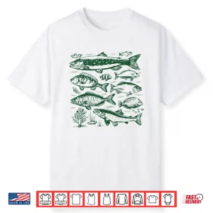 Retro Fish Species Biology Types Of Freshwater Fish Fishing Shirt