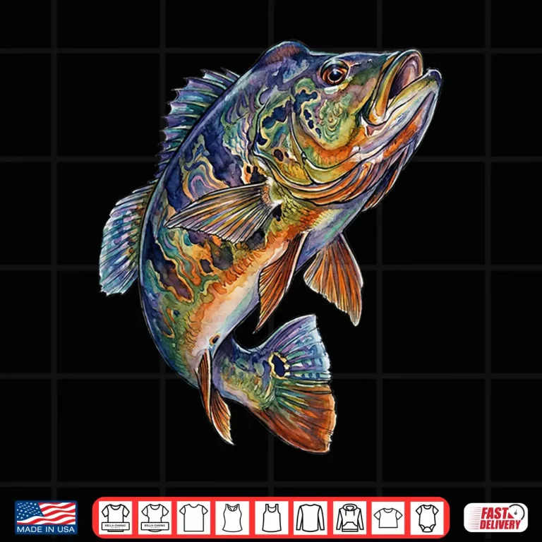 Design Peacock Bass Fish Psychedelic Freshwater Aquatic Art Shirt